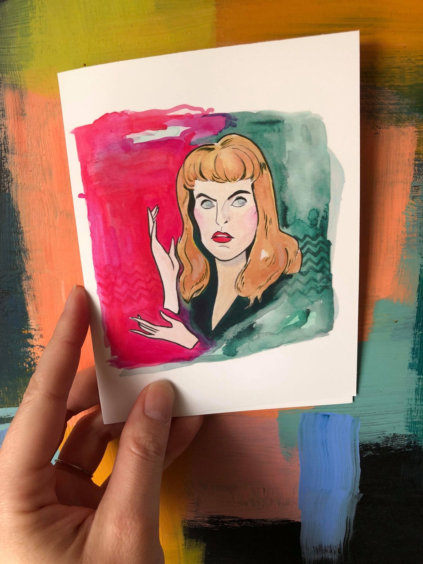 Meanwhile Laura Palmer watercolor blank card