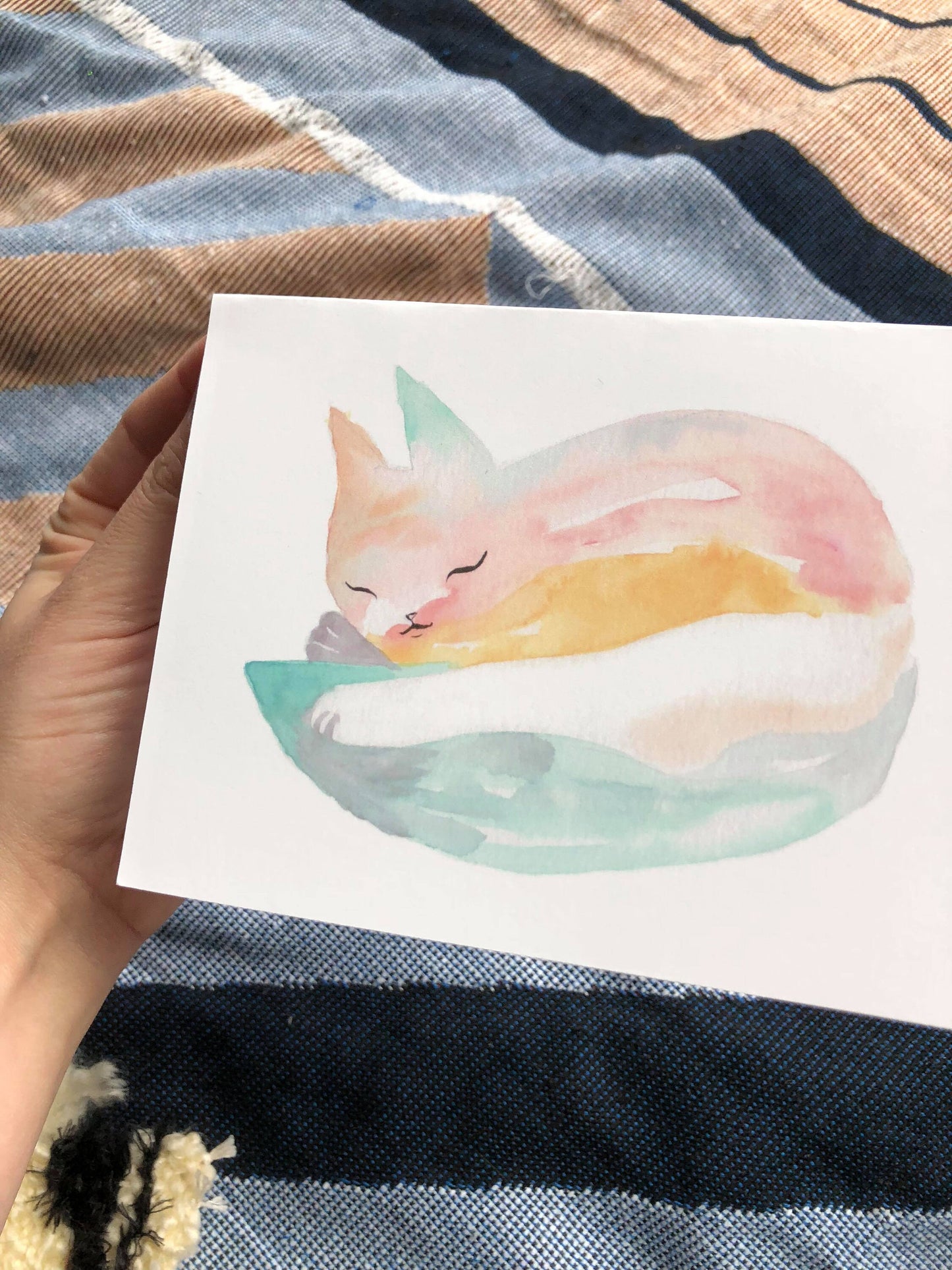 Sleeping Crystal Cat Blank Greeting Card