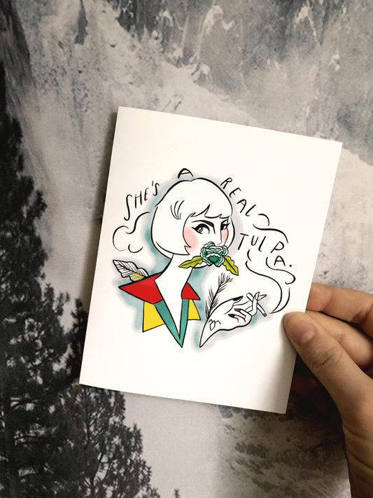 She's a real tulpa twin peaks fan greeting card