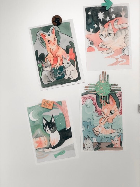 Tarot Cats 5X7 autographed mini print