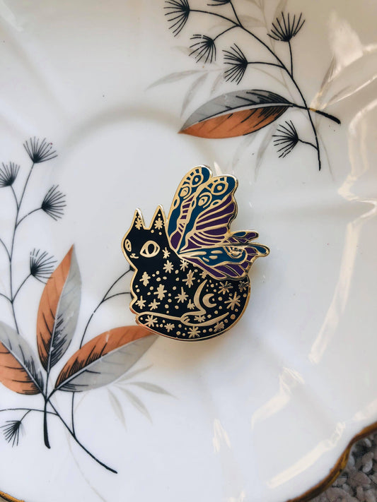 The Luna Cat Moth hard enamel pin