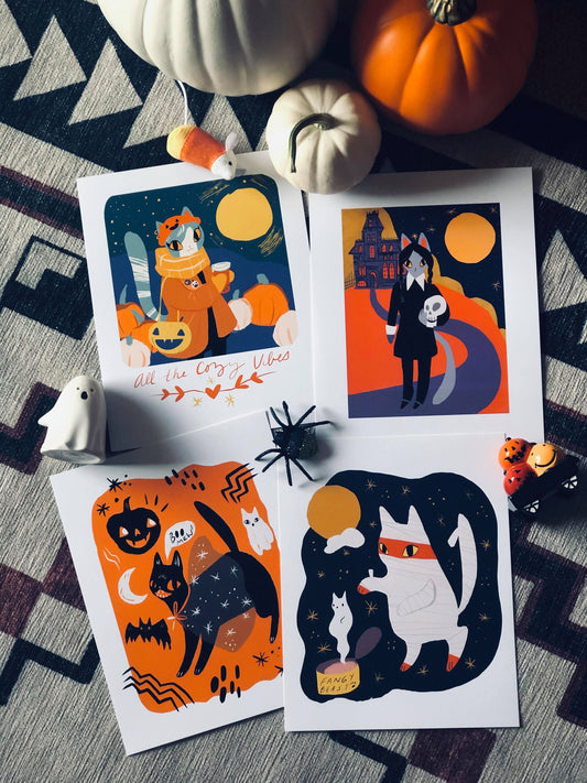 The halloween cat monster mash 8x10 print series