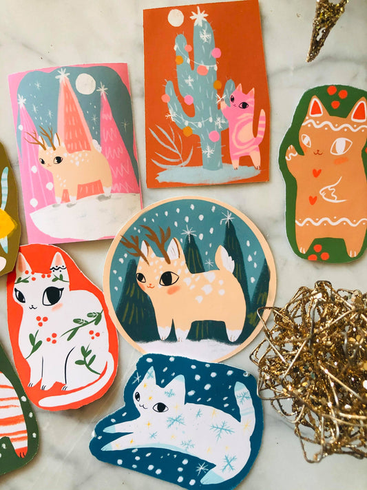 holiday christmas cat sticker series