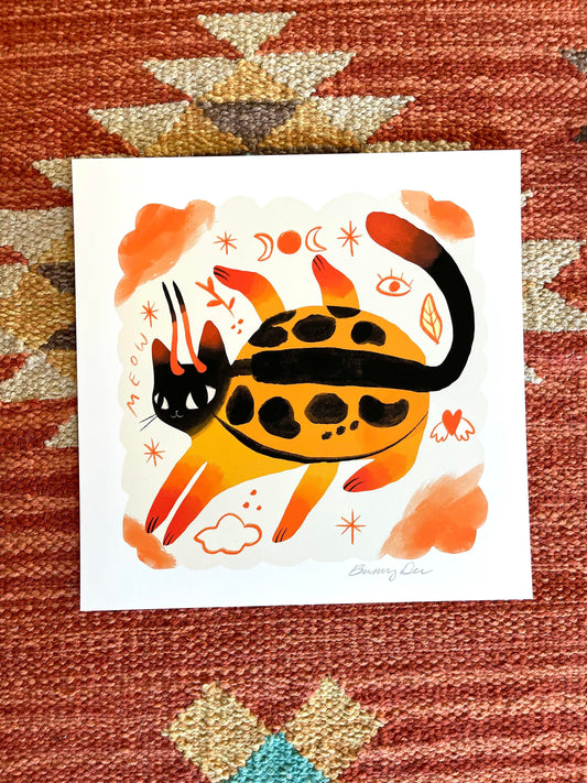 orange beetle cat 8x8 high quality matte paper print