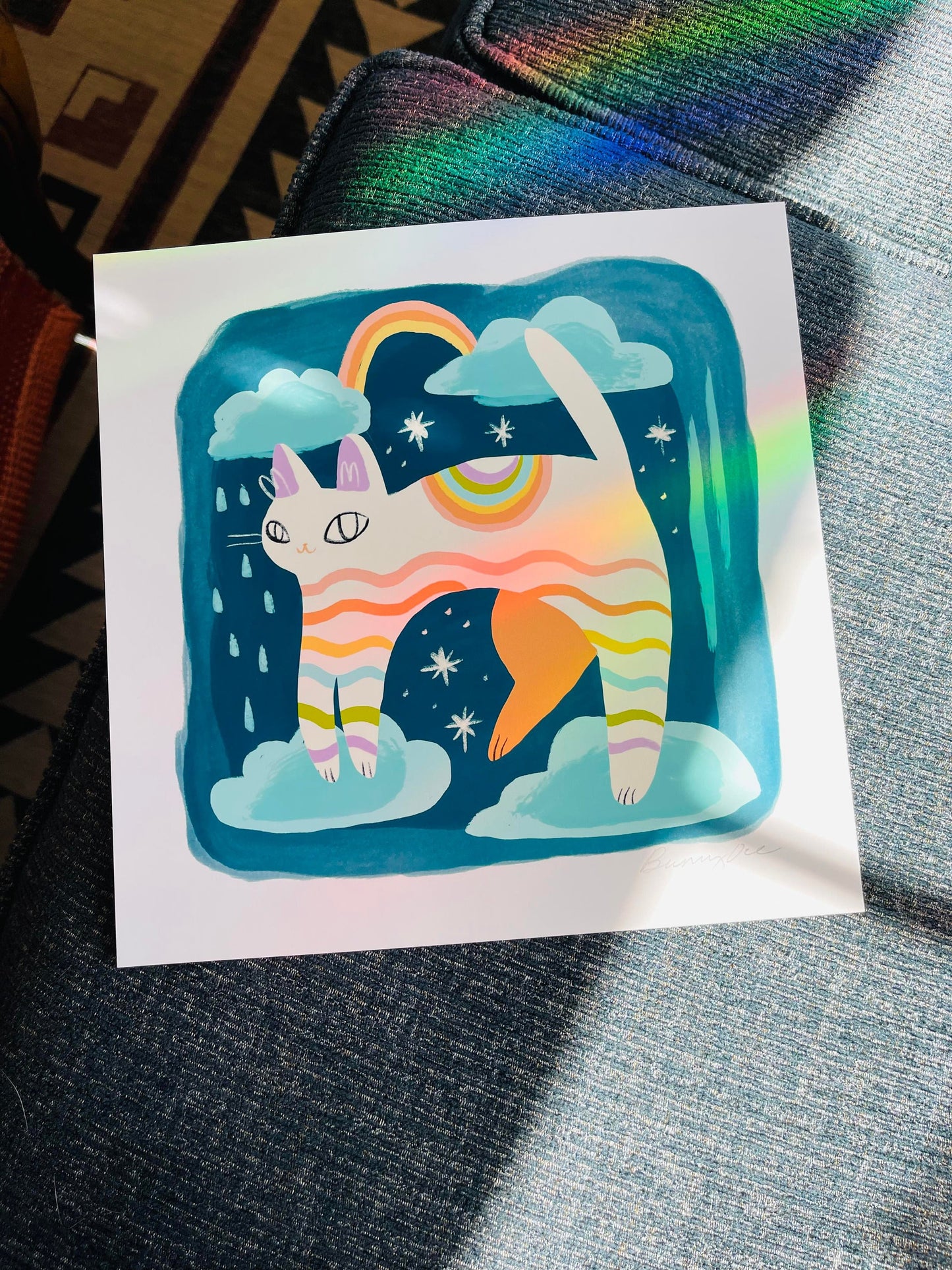 The rainbow cat 8x8 inch prints