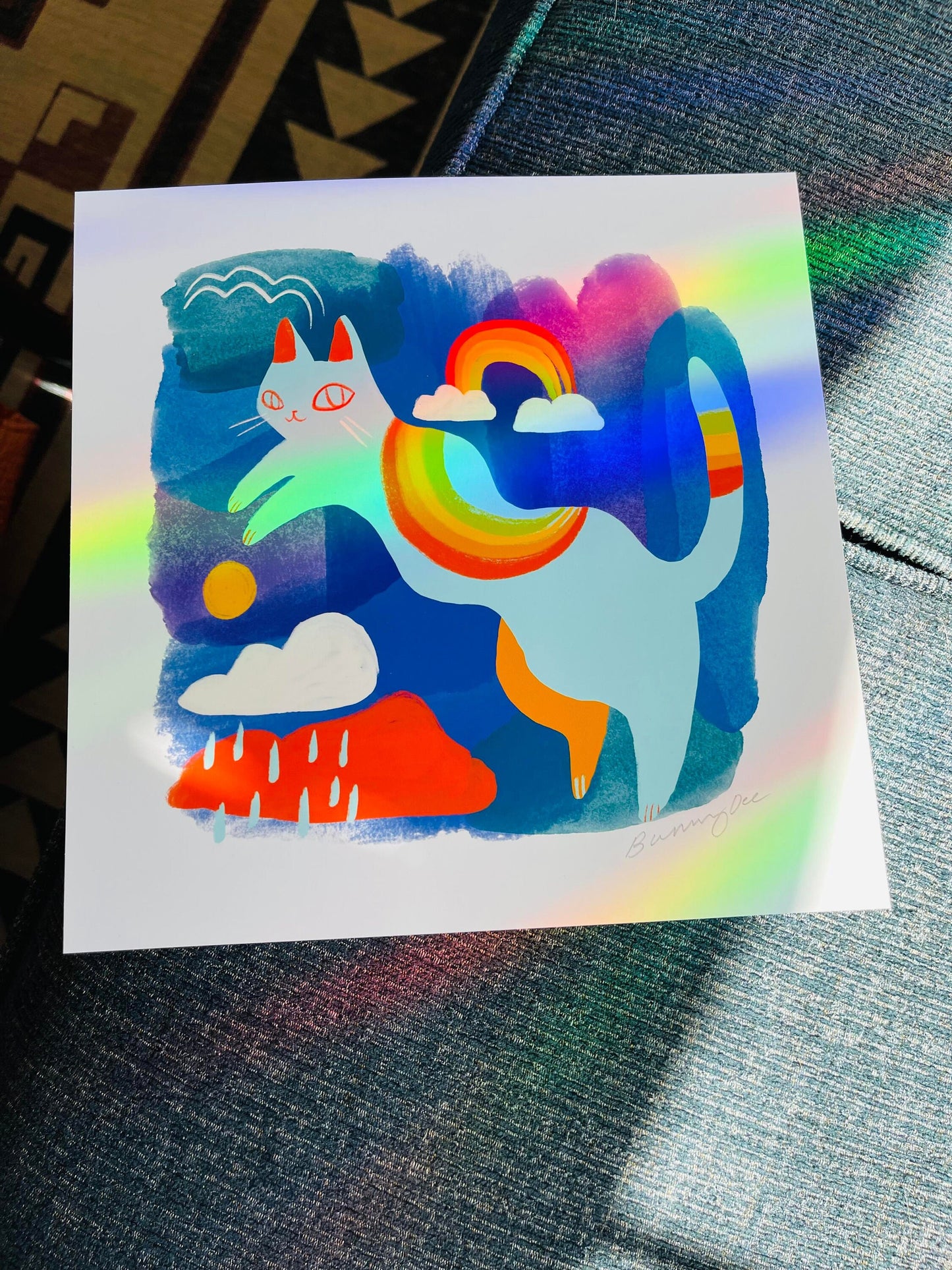 The rainbow cat 8x8 inch prints