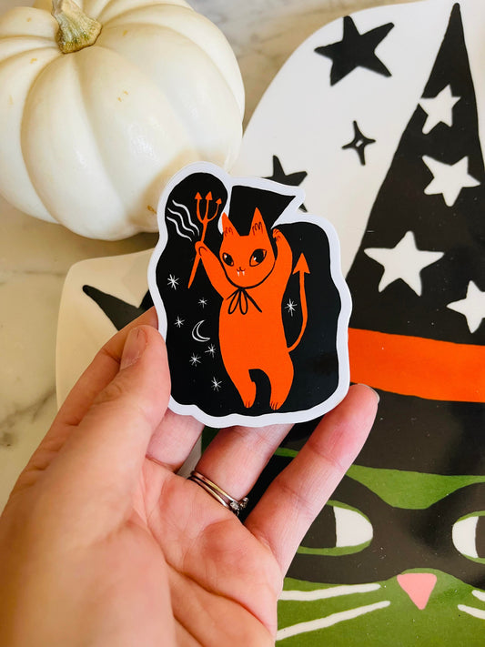 demonio cat vinyl sticker