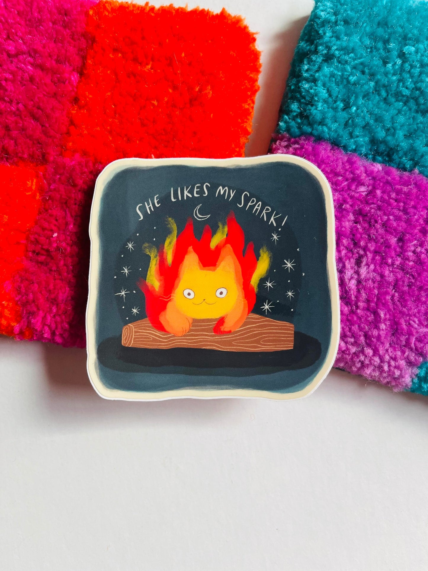 calcifer cutie  cat vinyl sticker