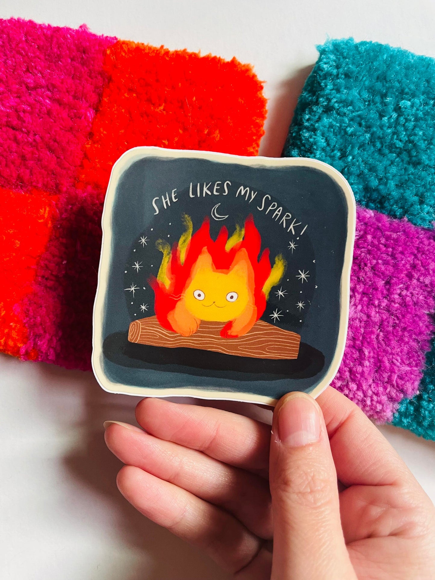 calcifer cutie  cat vinyl sticker