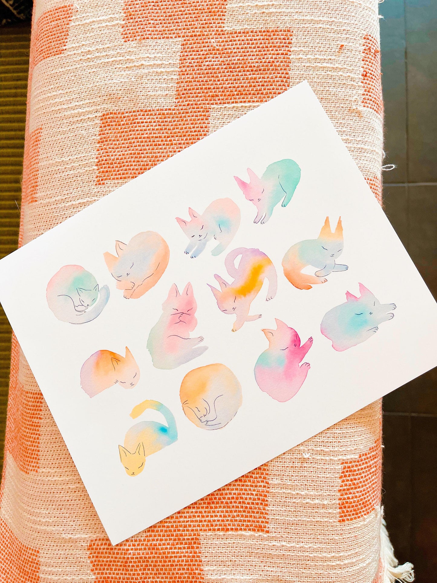 watercolor cats 8x10 matte print